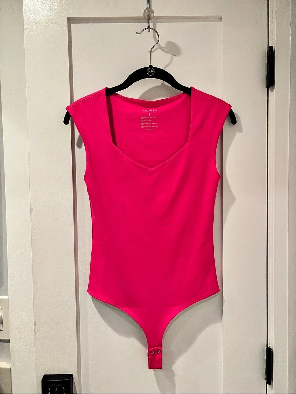 Reoria Square Neck Sleeveless Bodysuit Pink Size Small